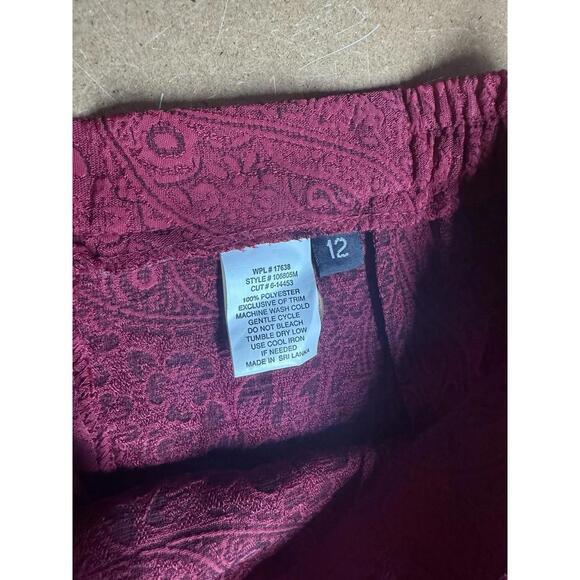 Miss Dorby Women's Deep Red Jacquard Floral Skirt Suit 12 - Picture 13 of 14